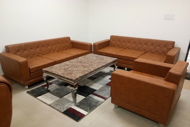 interior and modular sofaset leather with center table